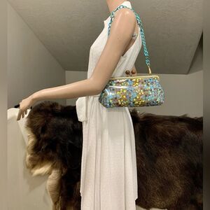 Handsewn Genuine Leather Wooden Ball Kisslock Clutch/Shoulder Bag/Crossbody